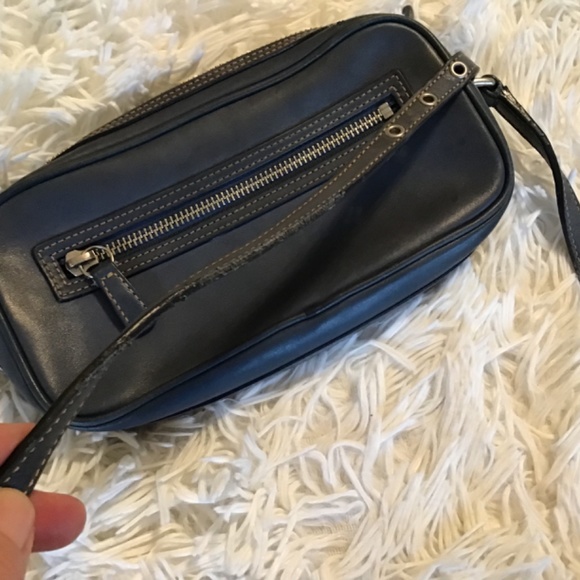 Y2K Coach Mini Camera Bag Vintage Blue Leather Baguette - Picture 8 of 8